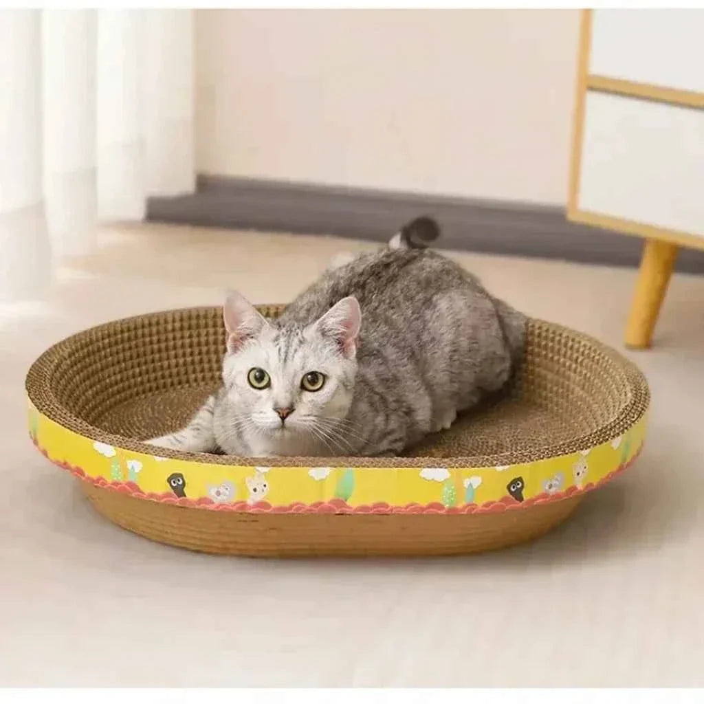 Oval Cat Scratch Board – Cat Scratcher and Bed